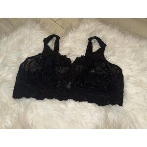 Lunaire 140-12 Sevilla Lace Wire Free Bra Sheer Unlined Womens 38DD Black